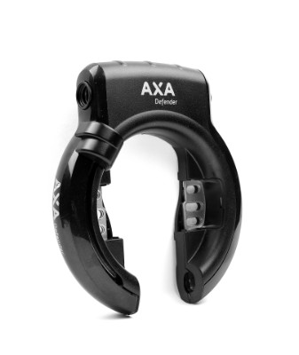 AXA Defender ringlås til plug-in og med batterilås (Shimano). Safety index 12 & Varefakta Godkendt. Hærdet stål, anti-bore cylinder, nøgleservice m.m.