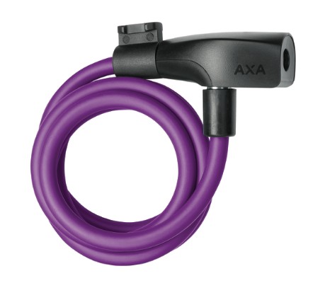 Spirallås AXA Resolute (Royal Purple) 1200 x 8 mm. med nøgle. 8 mm wire med beskyttende betræk.