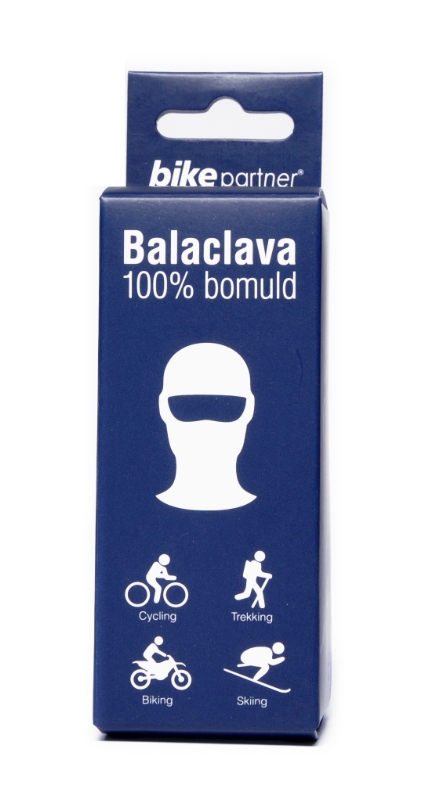 Balaclava, hjelmhue Sort 100%  bomuld BikePartner