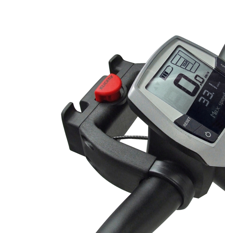 Styradapter KLICKFIX E-bike max. belastning 7 kg, incl. 22-26 & 31,8 mm  bøjler. 78mm indv.-110mm udv.