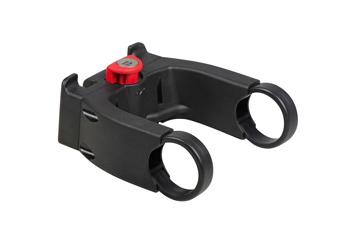 Styradapter m/lås  KLICKFIX E-bike max. belastning 7 kg, incl. 22-26 & 31,8 mm  bøjler. 78mm indv.-110mm udv.