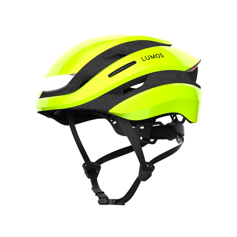 Lumos Ultra hjelm (electric lime). Str. 54-61 cm (M-L). Cykelhjelm med integrerede lygter, blinklys og bremselys.