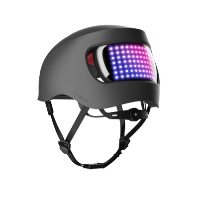 Lumos Matrix hjelm (charcoal black) Str. M/L (54-61 cm). Cykel- og skaterhjelm med integrerede og programmerbar LED lygter.