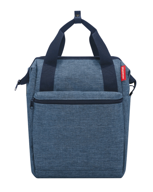 KLICKFIX Roomy GT cykeltaske (twist blue). Lavet af genanvendte materialer (plastikflasker). Vol. 12 L, montering med Vario E kroge ø8-16 mm.