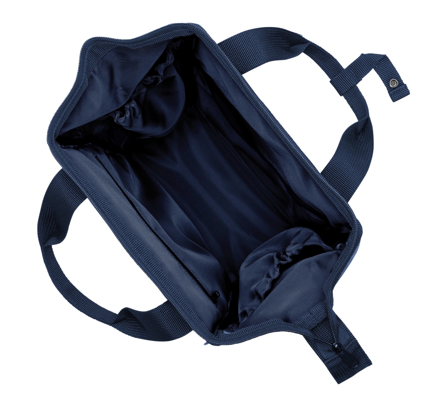 KLICKFIX Roomy GT cykeltaske (twist blue). Lavet af genanvendte materialer (plastikflasker). Vol. 12 L, montering med Vario E kroge ø8-16 mm.