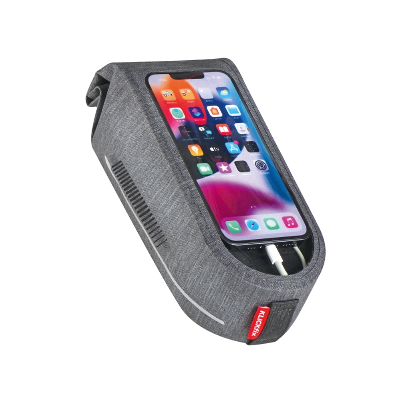 Taske Framebag KLICKFIX Phonebag Waterproof 9x7,5x21cm for tlf 8,5x16,5cm Incl. Duo adapter. 1L, 180g, 2Kg max