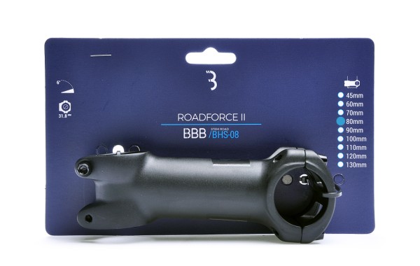 Frempind BBB RoadForce II OS Sort 80mm 6° ø31,8mm styr BHS-08 AL 6061 1-1/8