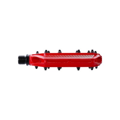 BBB CoolRide platformspedal 9/16 (red). Pedal i et stykke aluminium, CrMo aksel, dobbelt lukkede lejer og aftagelige pins. Vægt: 441 g