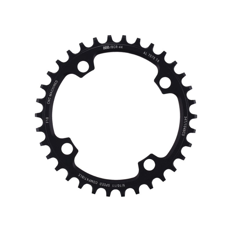 BBB MTBGear Narrow Wide klinge 34T til 1x9/10/11 speed, ø104, 4 hul, vægt: 54 g CNC fræset i 7075 T6 aluminium.