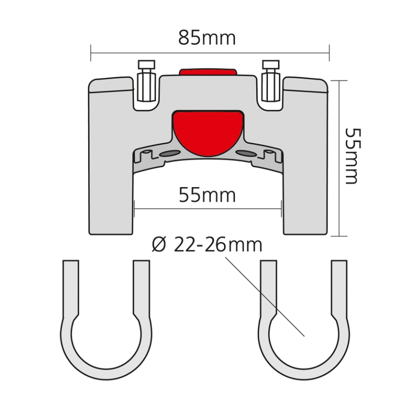 Styradapter KLICKFIX max. belastning 7 kg incl. ø22-26 mm bøjler